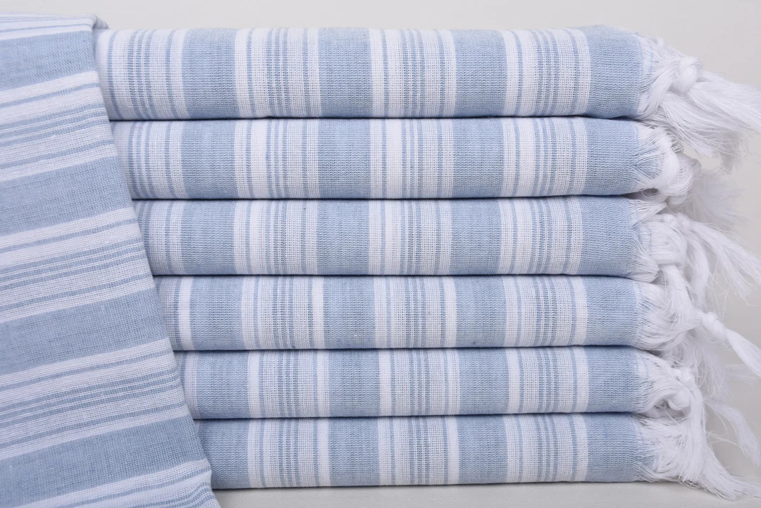 Turkish Beach Towel, 70x40 Baby Blue Striped Towel, Turkish Bath Towel Set, Gift for Him, Home De... | Etsy (US)