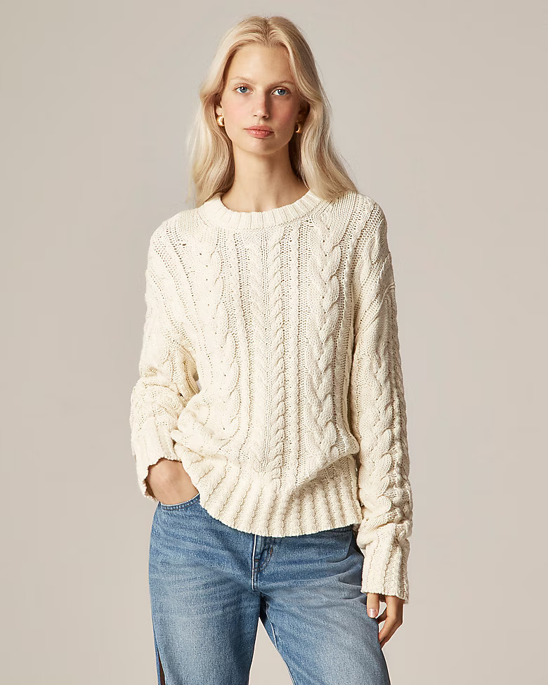 Cable-knit crewneck sweater | J. Crew US