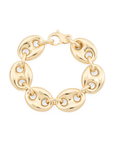 Made In Italy 18kt Gold Plated Puffed Anchor Chain Bracelet | TJ Maxx