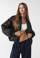 Leather effect puffer jacket | Stradivarius (UK)