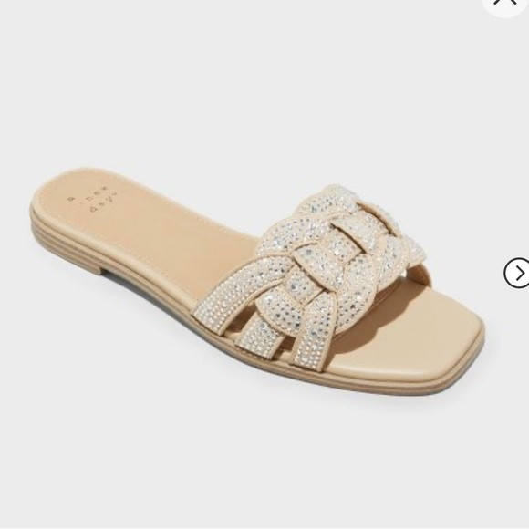 NWT! Women's Maggie Rhinestone Slide Sandals - A New Day Beige 8.5 | Poshmark