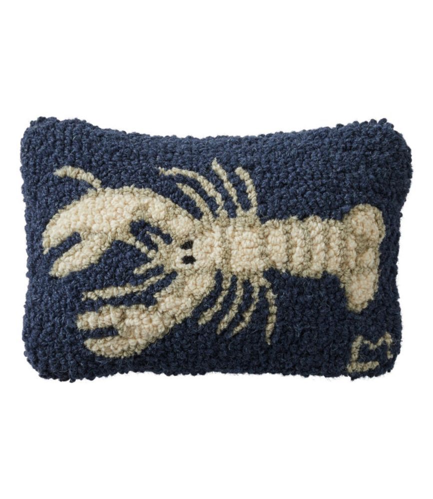 Wool Hooked Throw Pillow, White Lobster, 8" x 12" | L.L. Bean