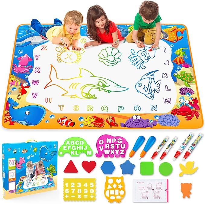 Water Doodle Mat - Kids Painting Writing Color Doodle Drawing Mat Toy Bring Magic Pens Educationa... | Amazon (US)