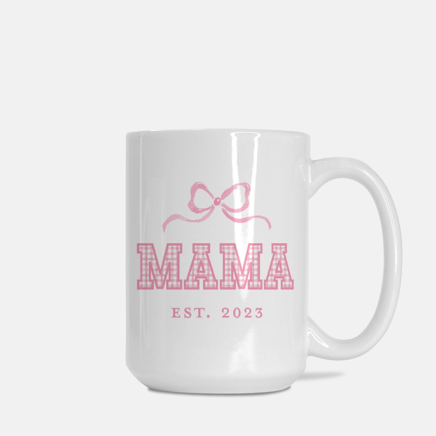 Custom Pink Gingham Mom or Grandma 15oz Tall Mug — Simply Jessica Marie | Simply Jessica Marie