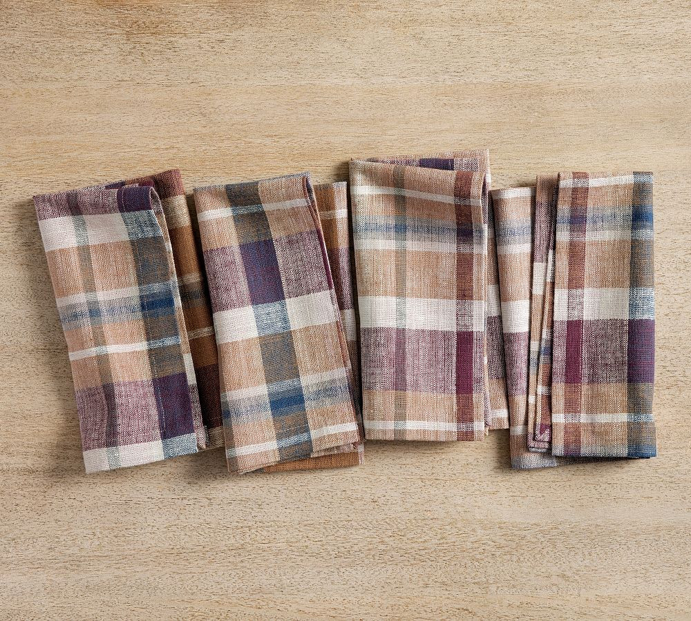 Montecito Plaid Cotton/Linen Napkins - Set of 4 | Pottery Barn (US)