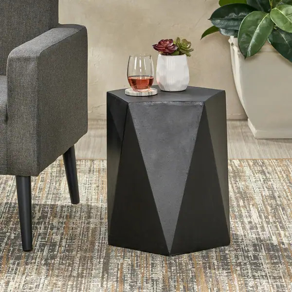 Apollo Outdoor Modern Side Table by Christopher Knight Home - Matte Black | Bed Bath & Beyond