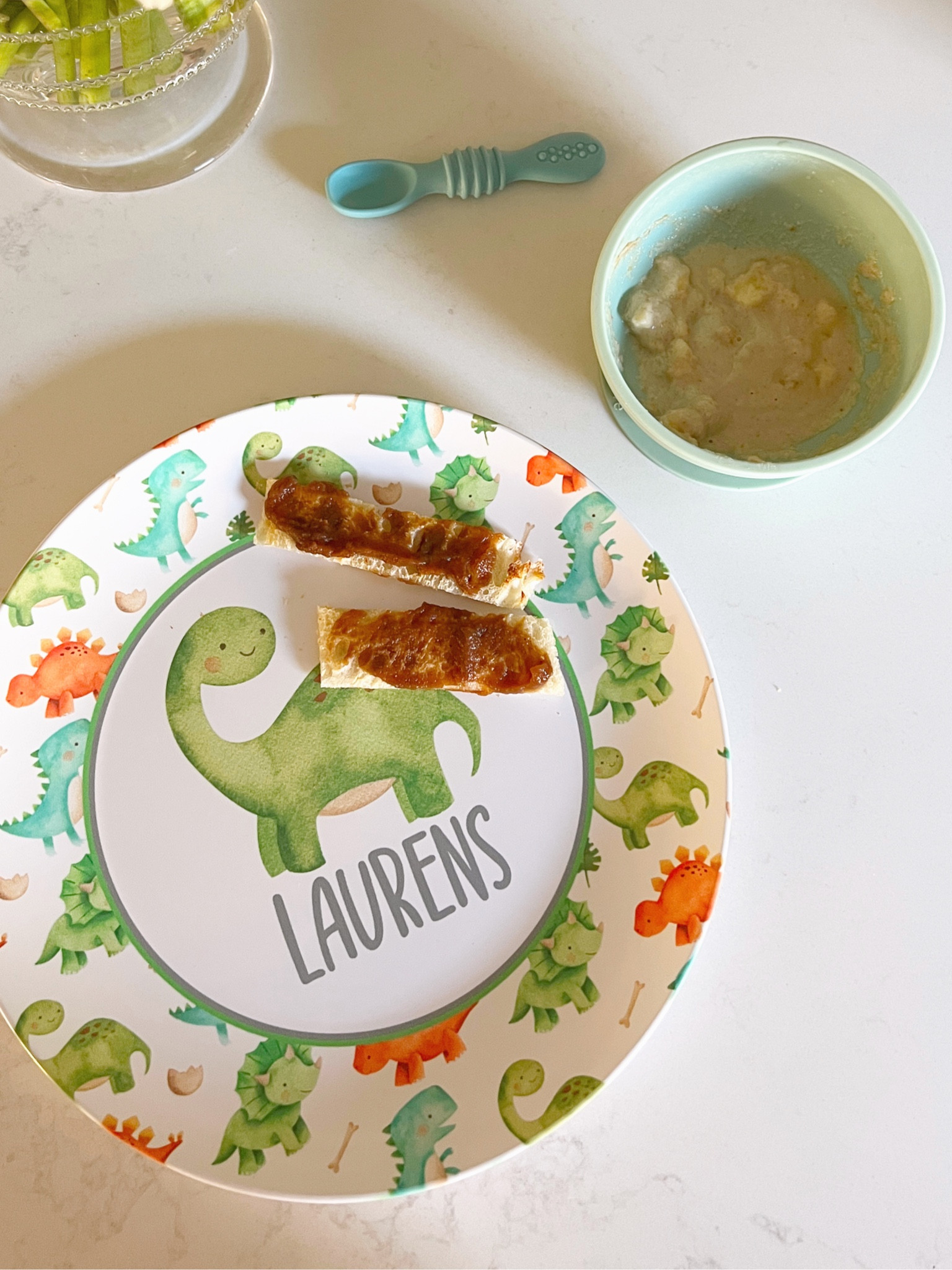 Personalized baby dinosaur plate, bowl, spoon #etsy 

#LTKfamily #LTKunder50 #LTKbaby