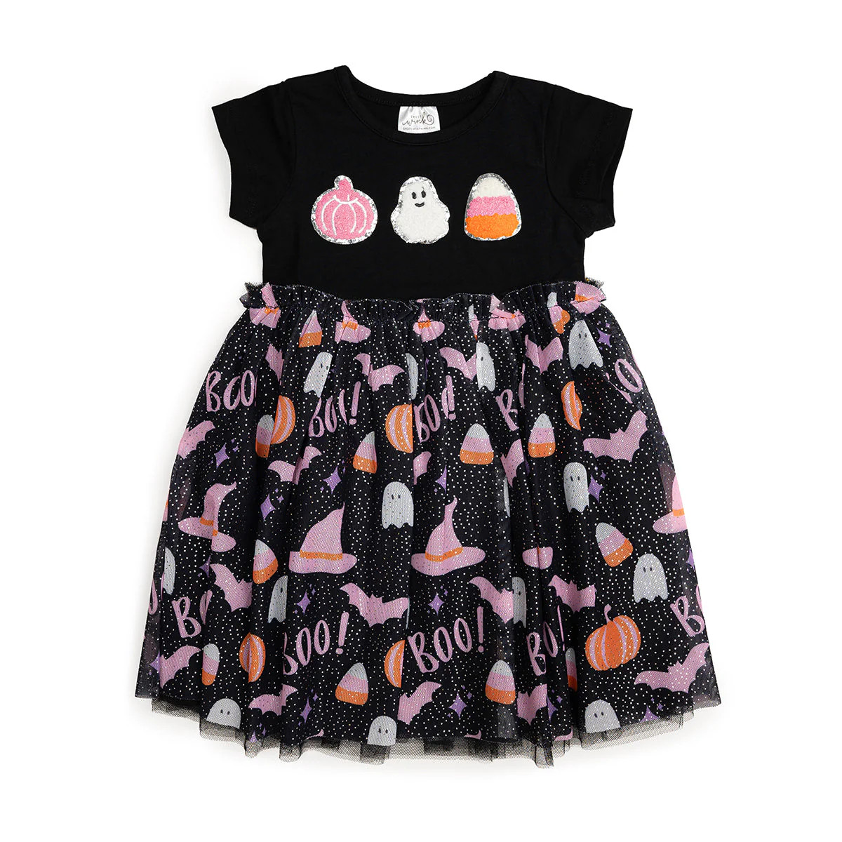 Boo Halloween Short Sleeve Tutu Dress | Sweet Wink