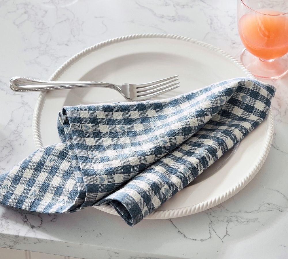 Heart Gingham Organic Cotton Napkins - Set of 4 | Pottery Barn (US)