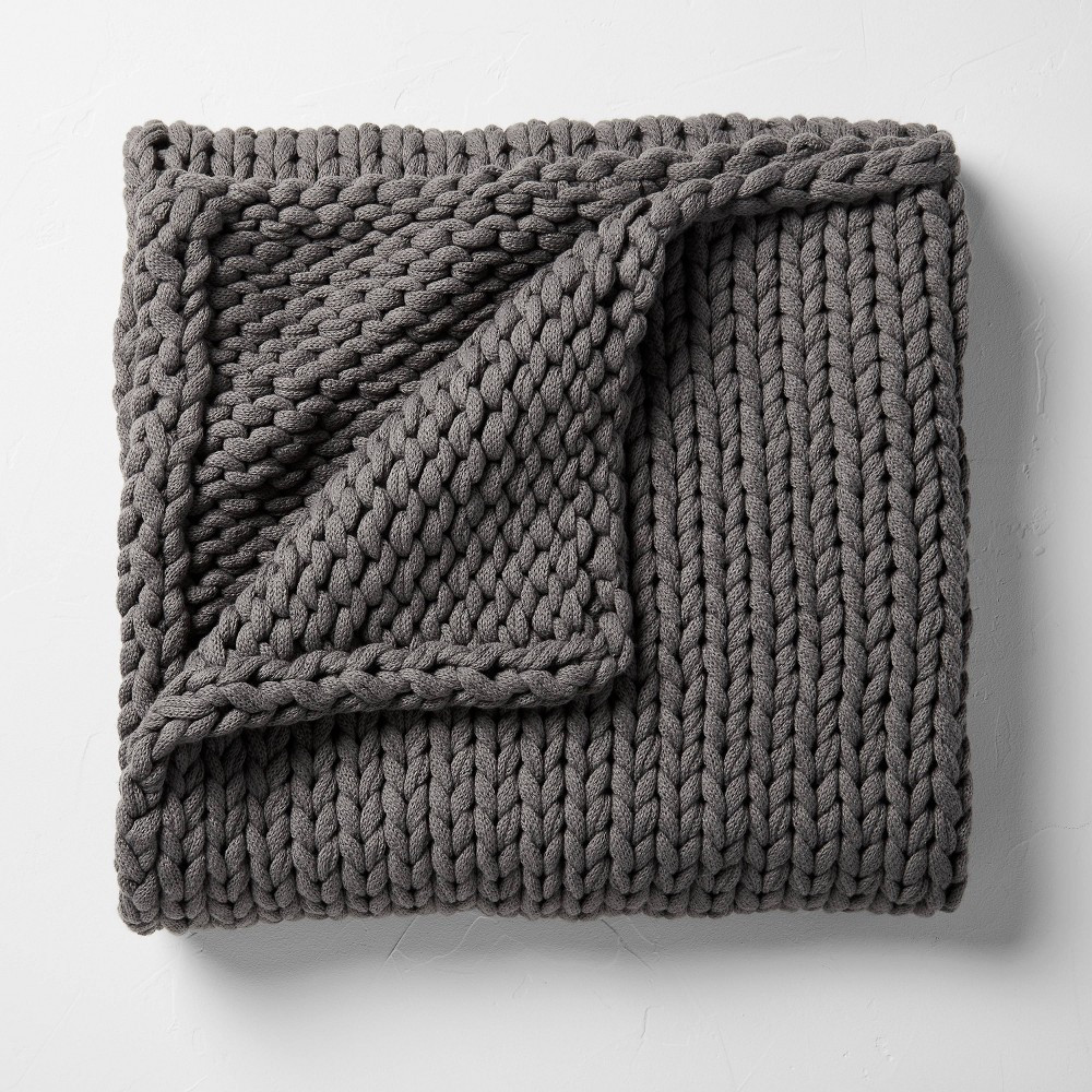 50""x70"" Oversized Solid Bed Throw Dark Gray - Casaluna | Target