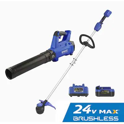 Kobalt 24-volt Cordless Battery String Trimmer and Leaf Blower Combo Kit 4 Ah (Battery & Charger ... | Lowe's