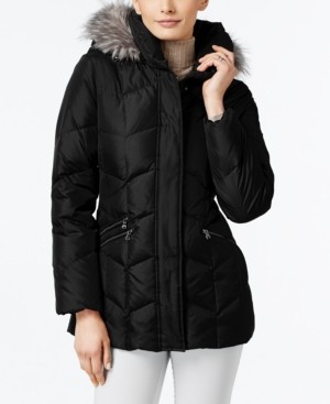 Larry Levine Faux-Fur-Trim Pillow-Collar Puffer Coat | Macys (US)