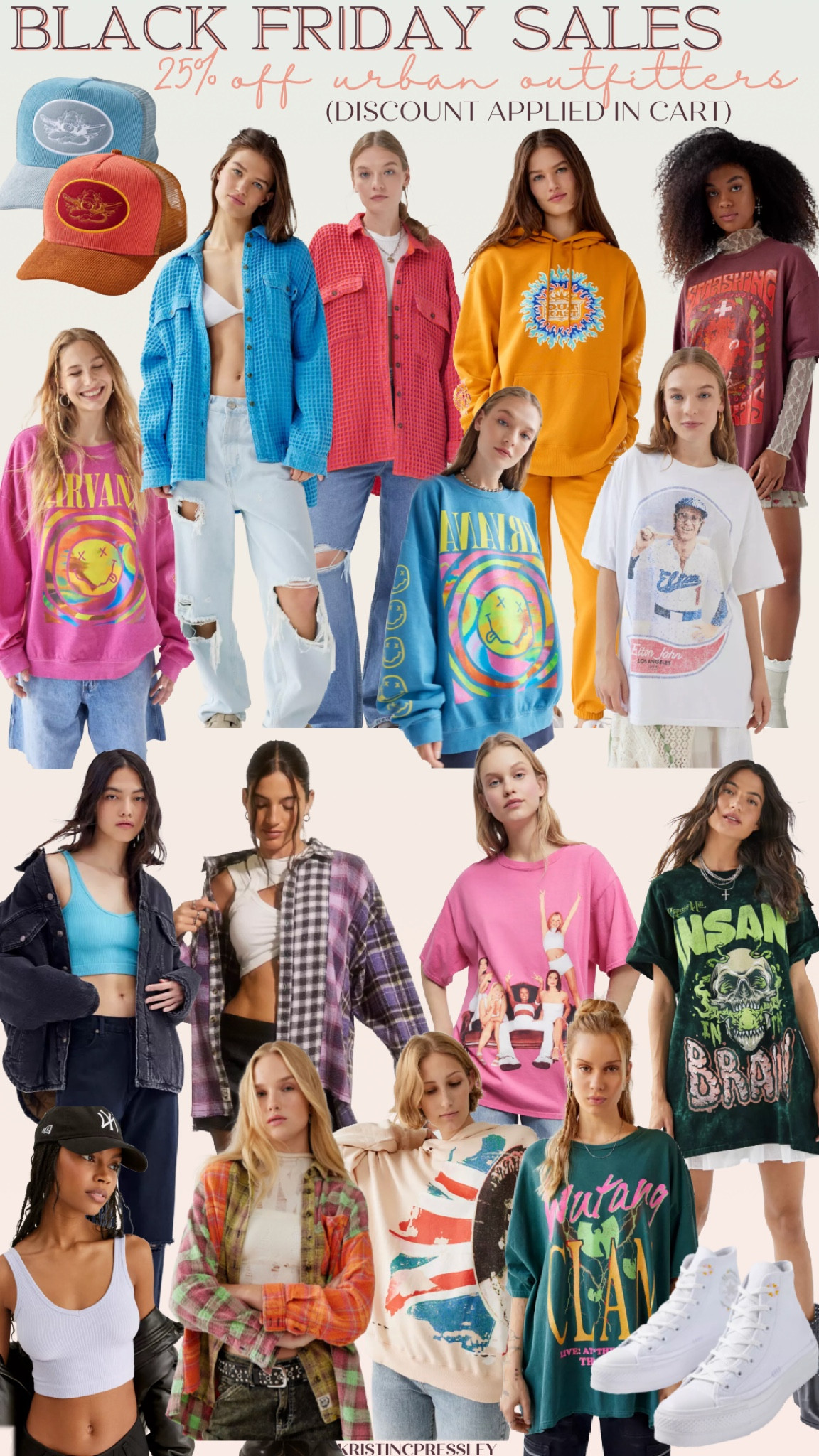 Sale at urban outfitters. Graphic sweatshirt. Nirvana sweatshirt. Band tee. Oversized band tee. Flannel. Jacket. Plaid button-down. High top converse 

#LTKCyberweek #LTKHoliday #LTKsalealert