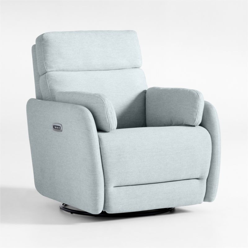 Owen Winter Grey Nursery Electronic Power Recliner with Night Light + Reviews | Crate & Kids | Crate & Barrel