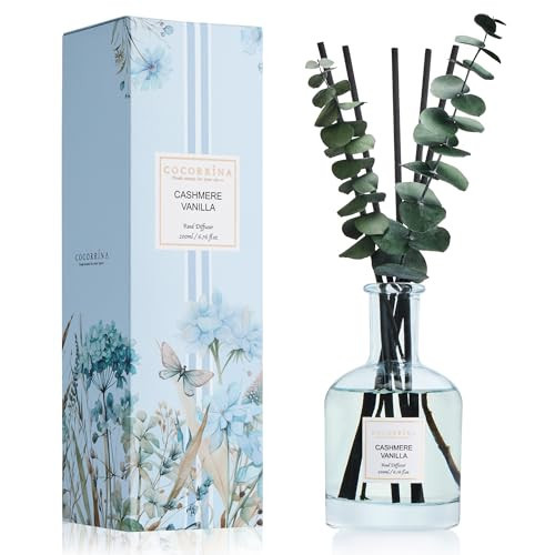 COCORRÍNA Cashmere Vanilla Reed Diffuser – 6.76 oz Essential Oil with 8 Reeds & Real Eucalyptus Sticks, Home Fragrance for Bedroom or Bathroom Décor | Amazon (US)