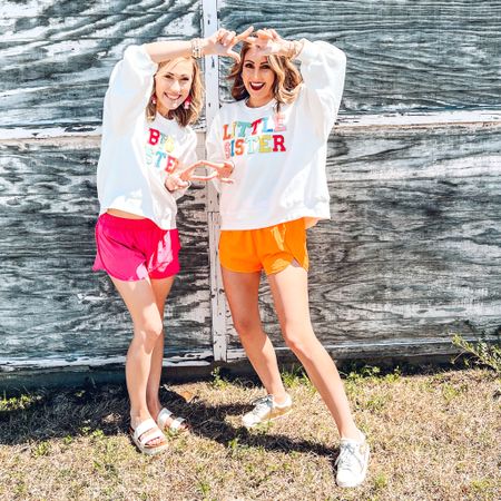 The cutest sweatshirt, and these shorts come in so many colors. Fits around the waist & flattering on the legs. I have 4 pair of them! I ordered Medium in the shorts and large in the sweatshirt! 

#LTKstyletip #LTKunder100 #LTKfamily