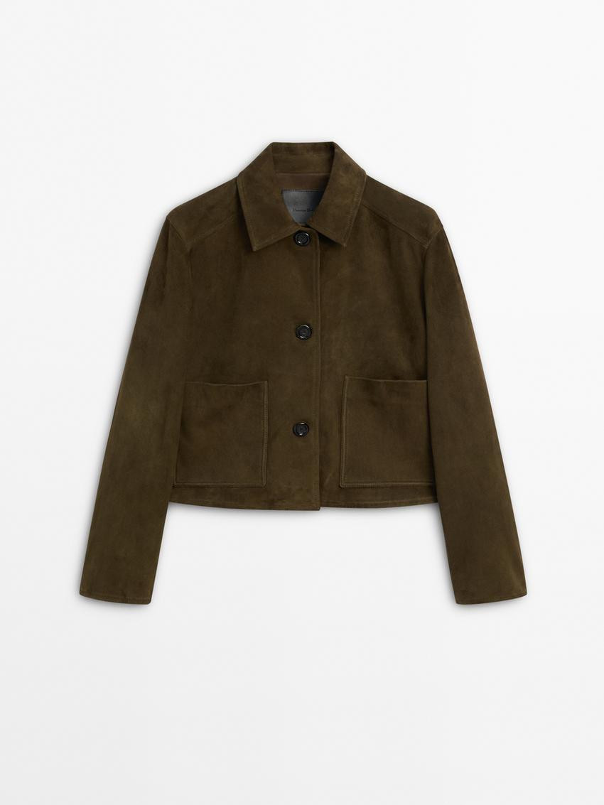 Suede jacket with buttons | Massimo Dutti UK
