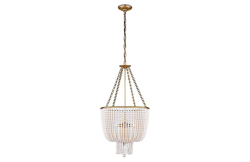Jacqueline Chandelier, Antiqued Brass/White | One Kings Lane