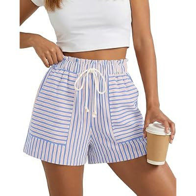 BTFBM Striped Summer Shorts for Women 2026 Loose Spring Casual Elastic Waist Lounge R… | Amazon (US)