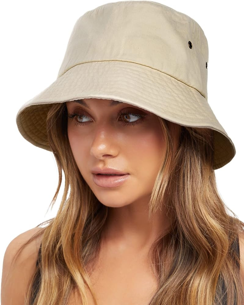 FURTALK Bucket Hats for Women Washed Cotton Packable Summer Beach Sun Hats Bucket Hat with String... | Amazon (US)