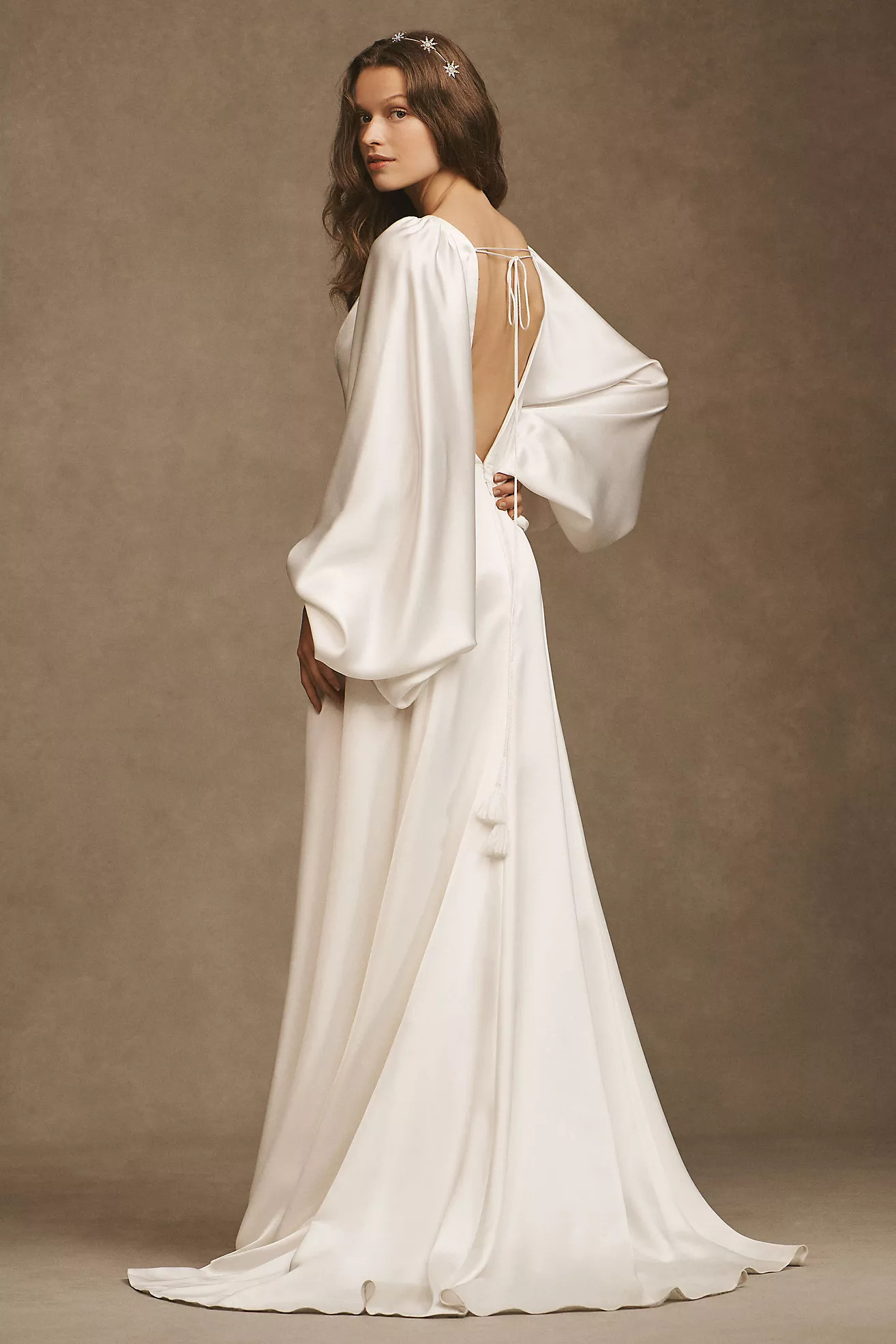 Willowby by Watters Sorvette Long-Sleeve Satin Wedding Gown | Anthropologie (US)