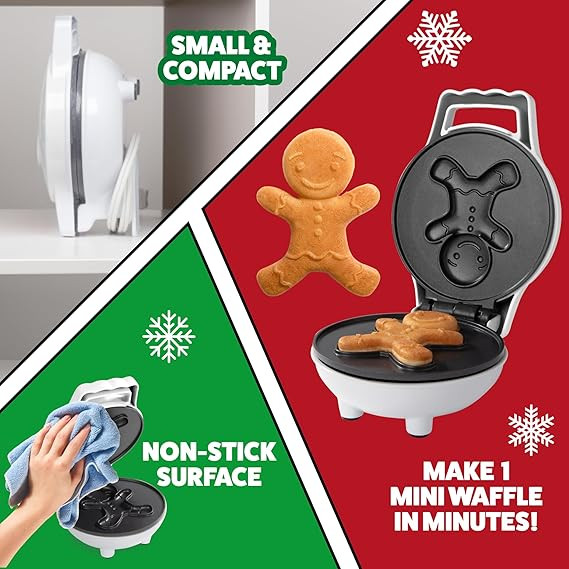 Gingerbread Man Mini Waffle Maker - Make this Christmas Special for Kids with Cute 4 Inch Waffler... | Amazon (US)