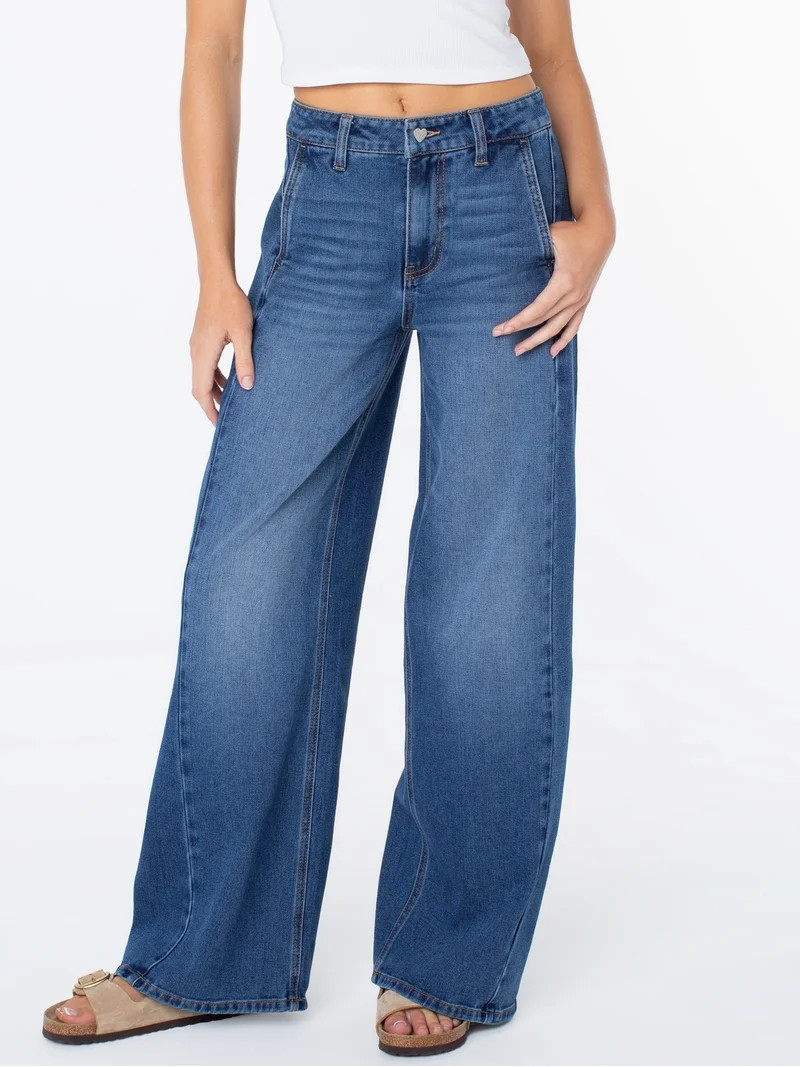 Celebrity Pink Women's and Women's Plus Wide Leg Jeans, Sizes 1-24 | Walmart (US)