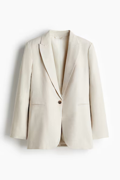 H & M - Linen-blend blazer - Beige | H&M (UK, MY, IN, SG, PH, TW, HK)
