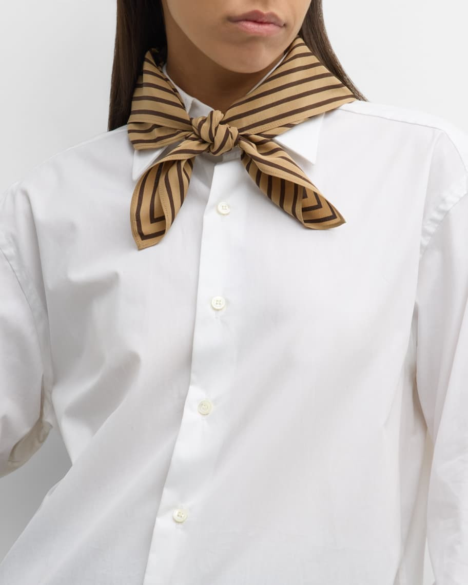 Toteme Signature Monogram Brown Silk Square Scarf | Neiman Marcus