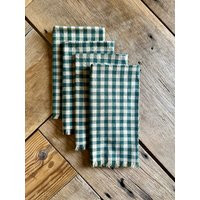 Set Of 6 Green & Tan Gingham Cloth Napkins | Etsy (US)