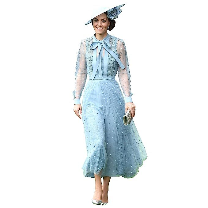 Get The Looks Kate Middleton Royal Ascot Blue Lace Tulle Dress | Amazon (US)