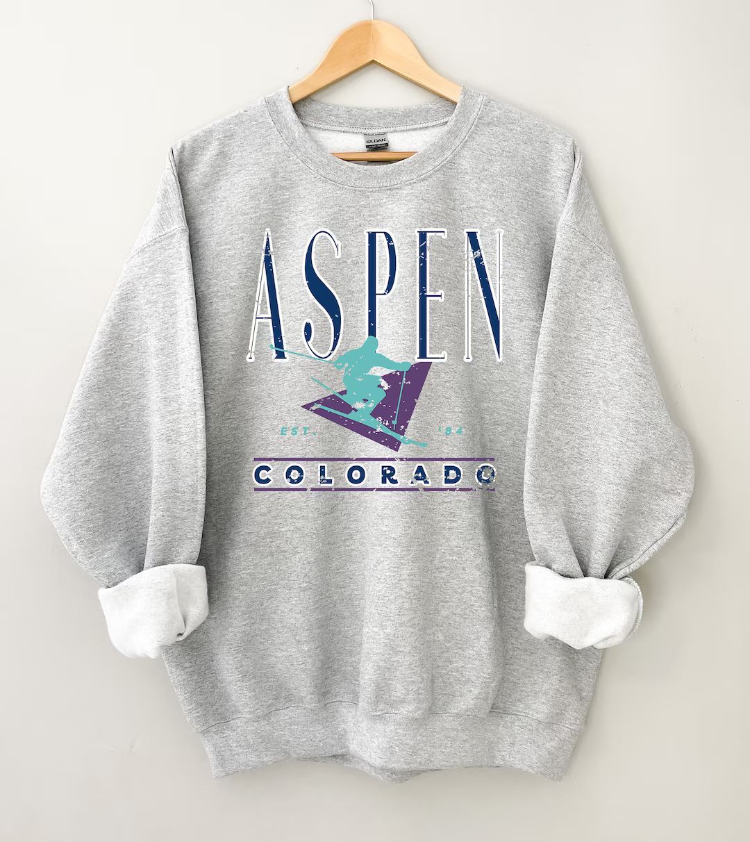 Aspen Vintage Style Ski Unisex Sweatshirt Ski Aspen Crewneck 90s Style Aspen Sweatshirt - Etsy | Etsy (US)