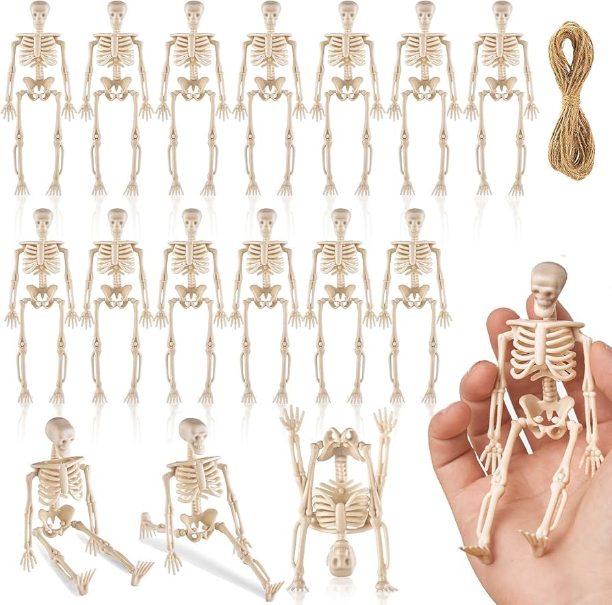 MUXIUNT 16 Pcs Halloween Mini Skeleton Figurine Decoration,6”Halloween posable Skeleton Decor,S... | Amazon (CA)