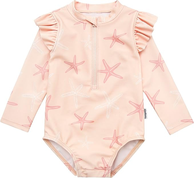 Gerber Baby-Girls Toddler Long Sleeve One Piece Rashguard Swimsuit | Amazon (US)