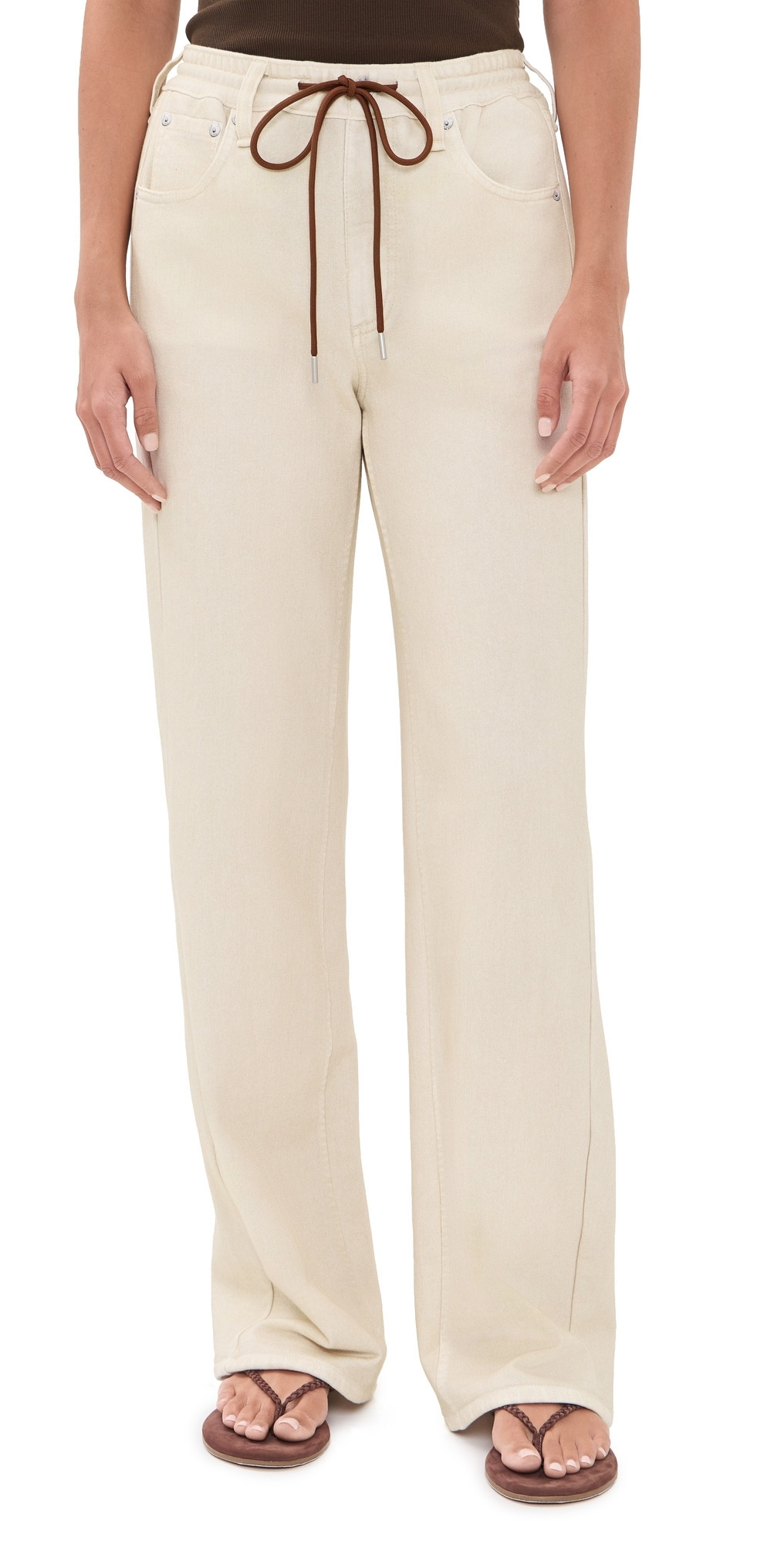 rag & bone Miramar Terry Drawcord Wide Leg Pants Ecru L | Shopbop