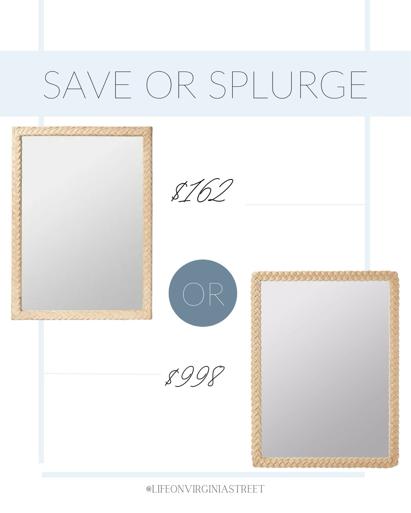 Loving these save and splurge options of the Serena & Lily Bungalow mirror! I love the woven wicker with braided trim and brass details! So perfect for a coastal bedroom! Also linking coordinating save/splurge items from both collections like the bed, nightstand and chest.
.
#ltkhome #ltksalealert #ltkseasonal nightstand ideas, neutral furniture, rattan nightstands, gold hardware 

#LTKSaleAlert #LTKSeasonal #LTKHome