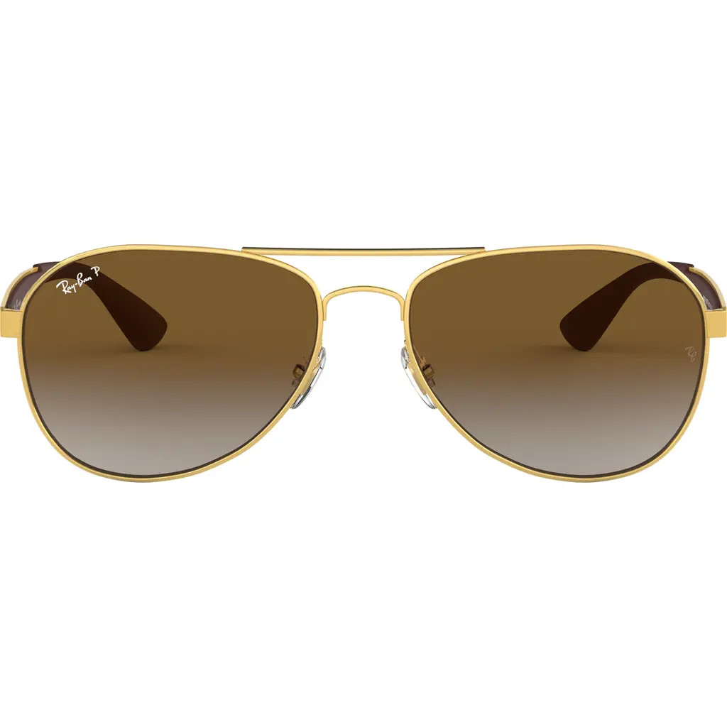 Ray-Ban 61mm Gradient Polarized Aviator Sunglasses in Gold at Nordstrom | Nordstrom