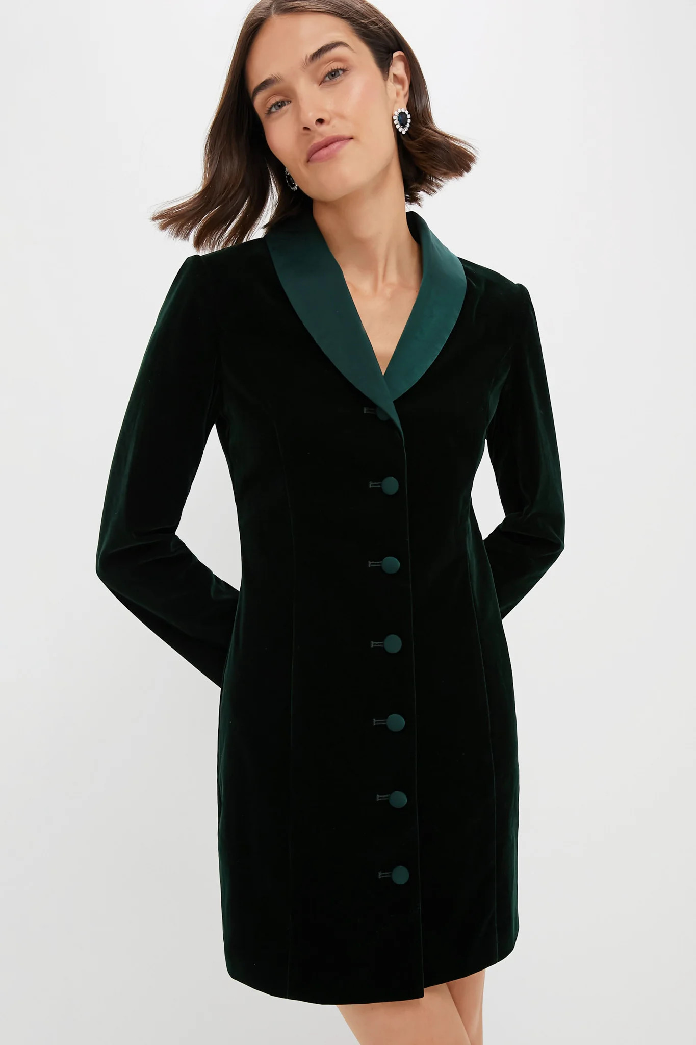 Dark Green Velvet Stacie Dress | Tuckernuck (US)