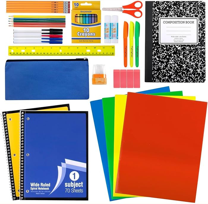 Trail maker School Supplies Kit 45 Piece School Supply Kit Grades K-12 \u2013 Back to School Esse... | Amazon (US)