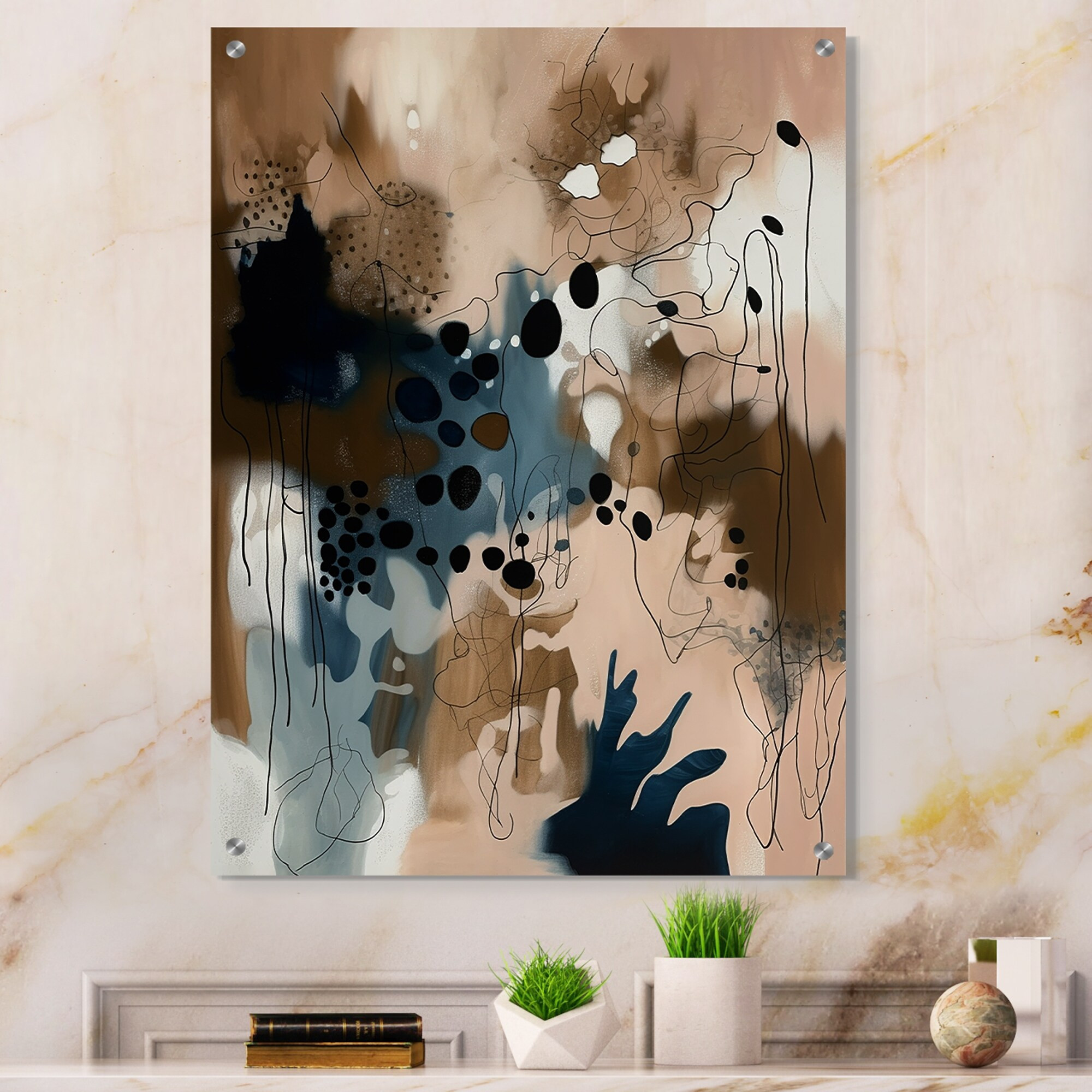 Designart "Blue Reflections II" Abstract Gloss Wall Decor Blue - Modern Acrylic Wall Art For Hallway Decor | Bed Bath & Beyond