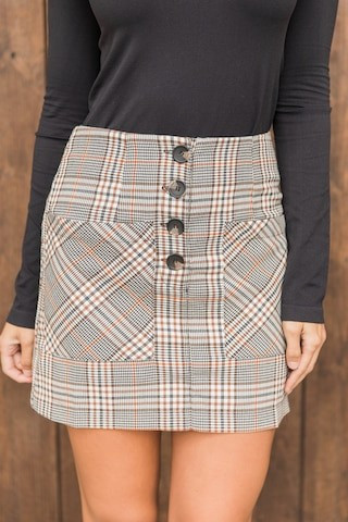 Plan On This Love Plaid Skirt | The Pink Lily Boutique