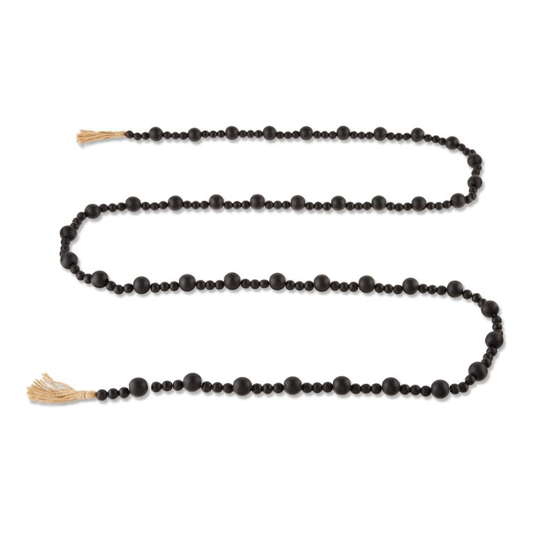 Black Wooden Bead Christmas Garland, 9', by Holiday Time - Walmart.com | Walmart (US)