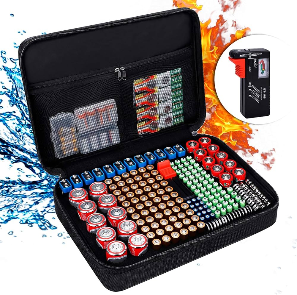 ENGPOW Battery Organizer, Fireproof Battery Organizer Storage Case with Tester (BT168),Water-Resi... | Amazon (US)