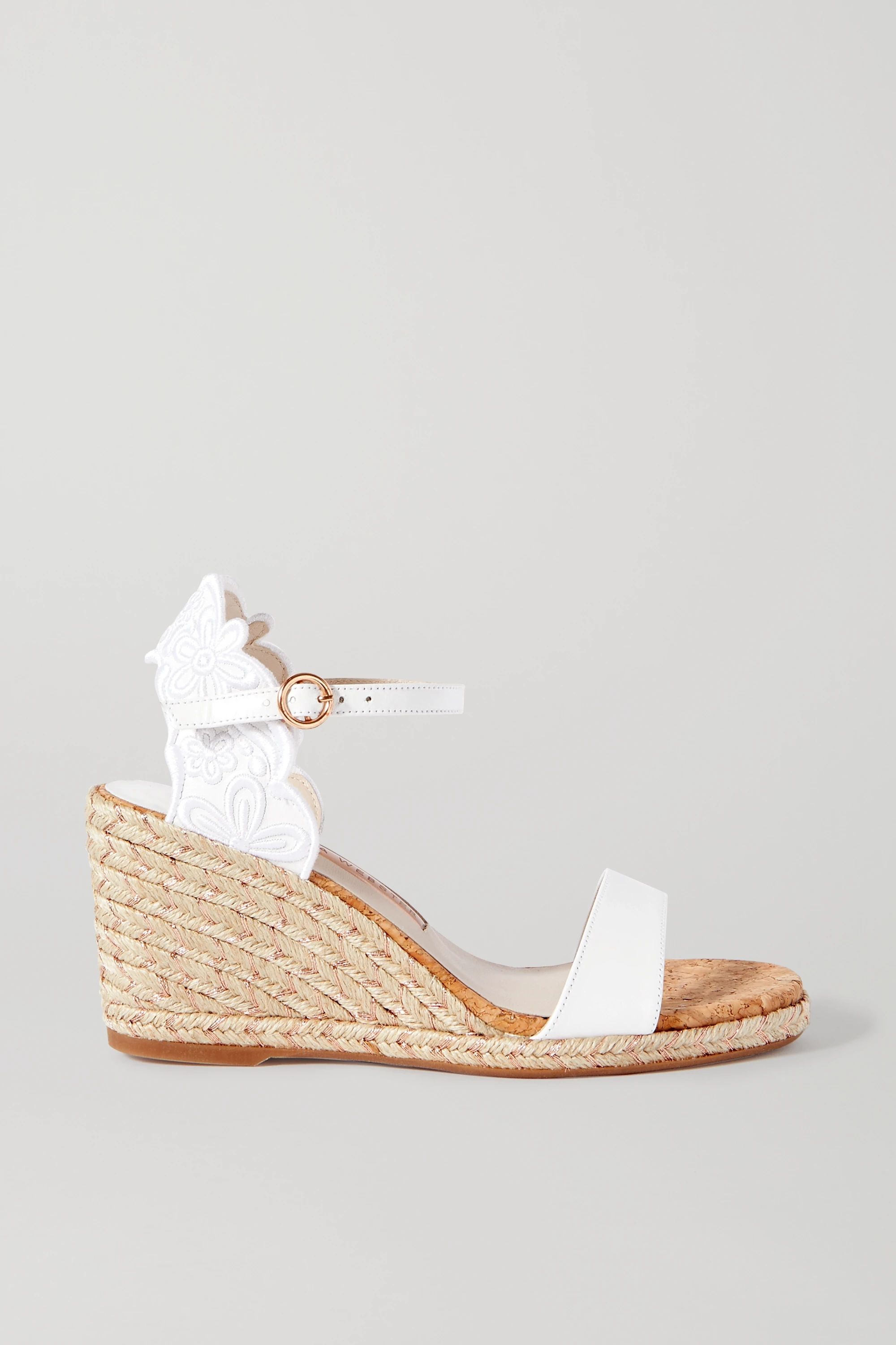 Cassia embroidered leather wedge espadrilles | NET-A-PORTER (US)