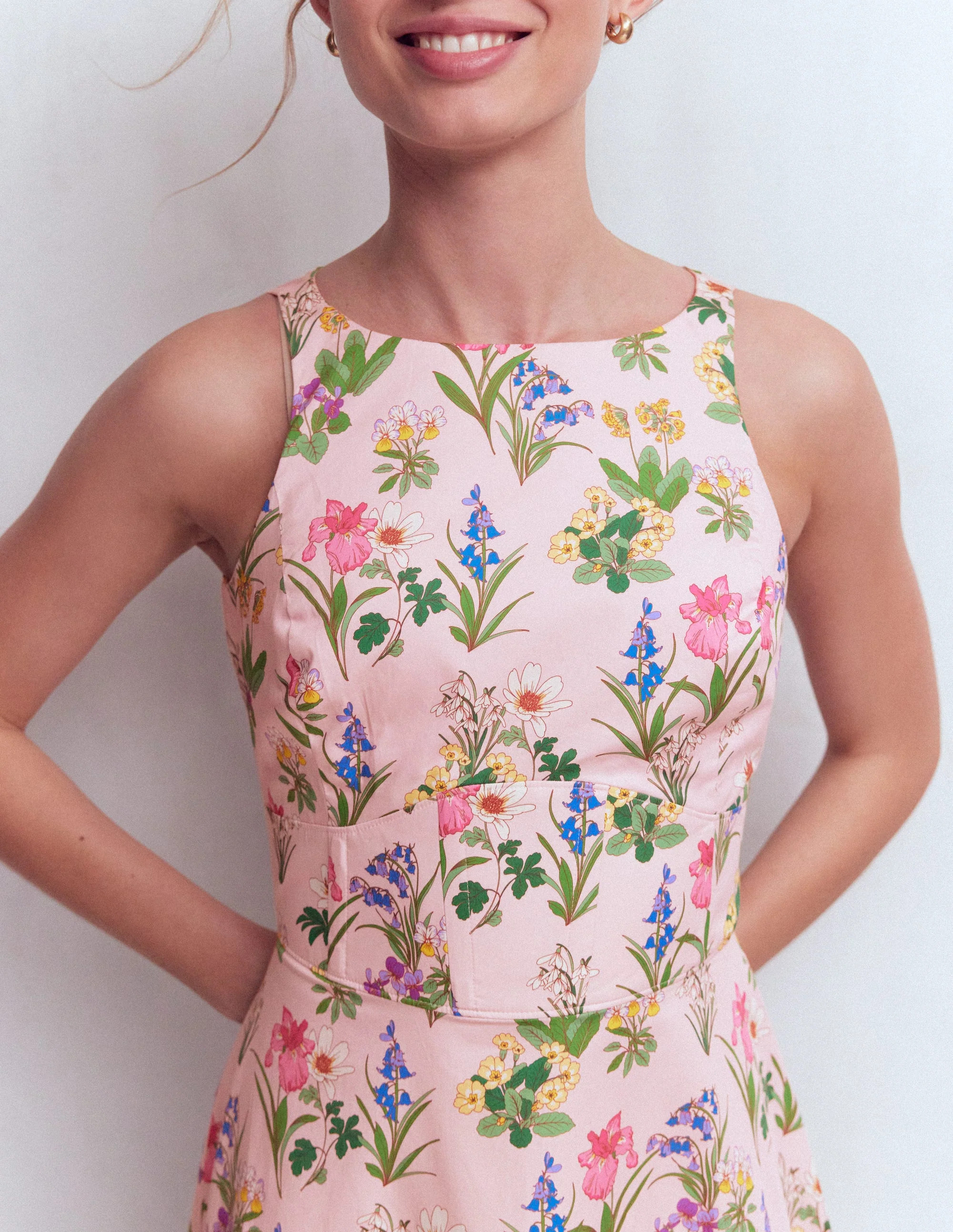 Silvia Boned Bodice Maxi Dress-Pink Delicate Blossom | Boden (US)