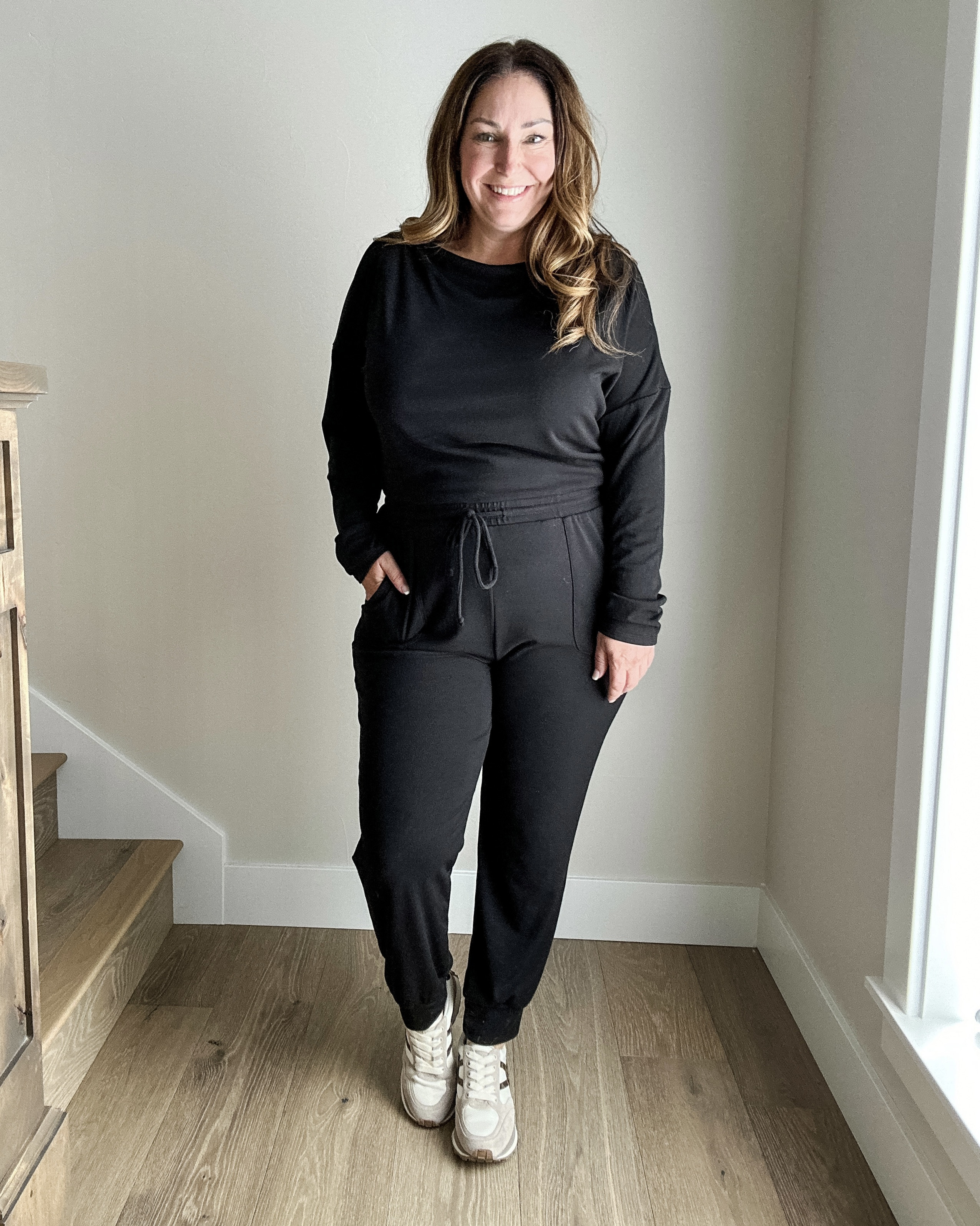 Fall Travel Outfit with Gibsonlook ponte jogger jumpsuit
· Runs true to size, wearing large
· use code RYANNE10 for 10% off 

#LTKTravel #LTKSeasonal #LTKMidsize