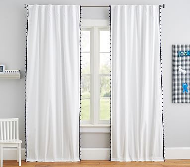 Cotton Pom-Pom Blackout Curtain | Pottery Barn Kids