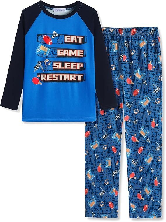 Arshiner Boys Pajamas Set Long Sleeve Sleepwear 2 Piece Pajama Set for Big Boys 6-14 Years | Amazon (US)