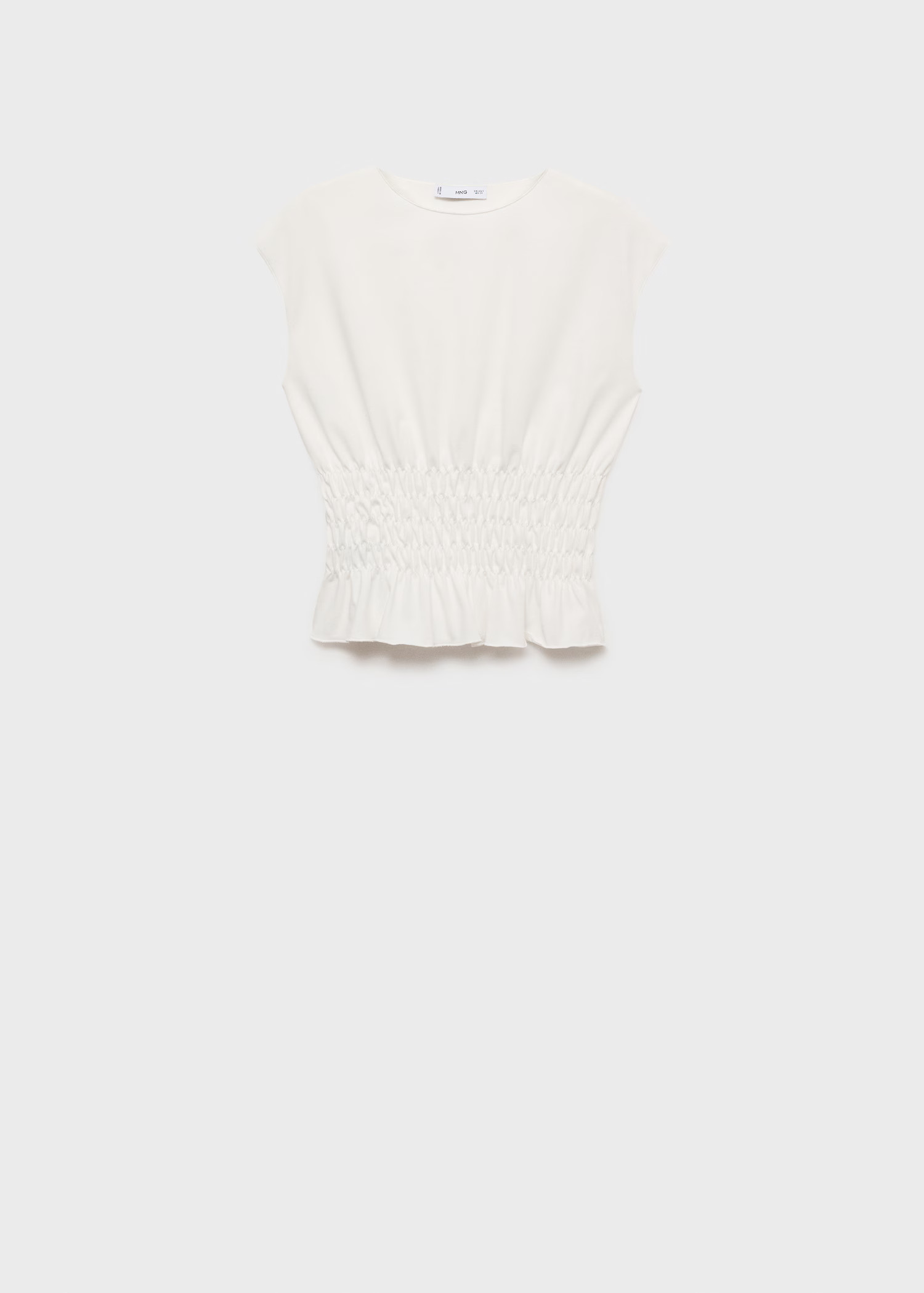 Gathered cotton t-shirtInitial price struck through [US$ 45.99]US$ 45.99Current price [US$ 29.99]... | Mango (US/MX/AU)