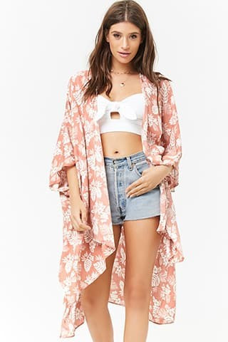 Floral Leaf Print Kimono | Forever 21 (US)